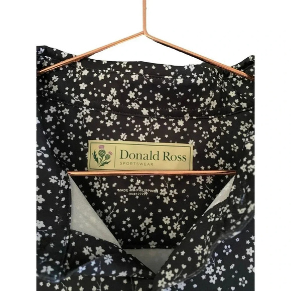 Donald Rose Sportswear Men's Gray Floral Print Button Up Polo Shirt Size M - Picture 4 of 5